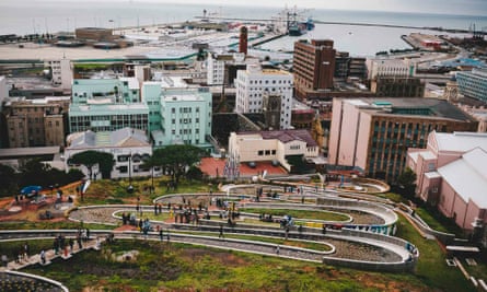 Aerial view of the Downhill Donkin Dash longboard track in Port Elizabeth, South Africa