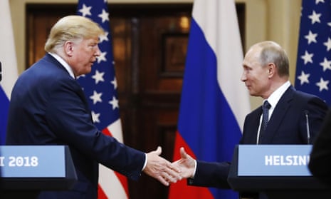 Donald Trump met Russian President Vladimir Putin in the Finnish capital, Helsinki, in 2018. Social media has criticised the US president for thinking Finland was part of Russia.