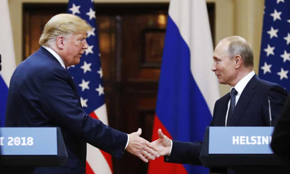 Donald Trump met Russian President Vladimir Putin in the Finnish capital, Helsinki, in 2018. Social media has criticised the US president for thinking Finland was part of Russia.