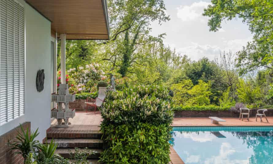 Rosita Missoni’s house - view of the outside steps up to the house and the pool to the side with open views ahead