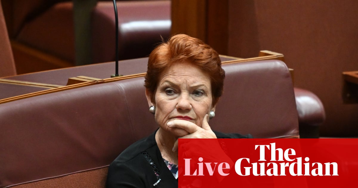 Hanson calls censure motion a ‘stunt’ before leaving chamber – as it happened