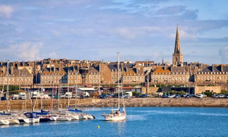 Harbour and walled city of Saint-Malo, Brittany, France.