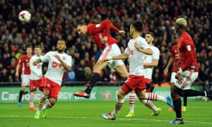Zlatan Ibrahimovic score his second goal to make it 3-2 to Manchester United against Southampton at Wembley.