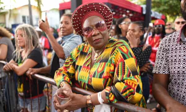 A reveller at the Marley 75 celebrations.