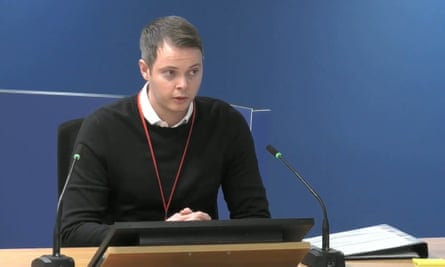 Jonathan Roper, a former assistant product manager at insulation firm Celotex, giving evidence to the Grenfell inquiry in November 2020.