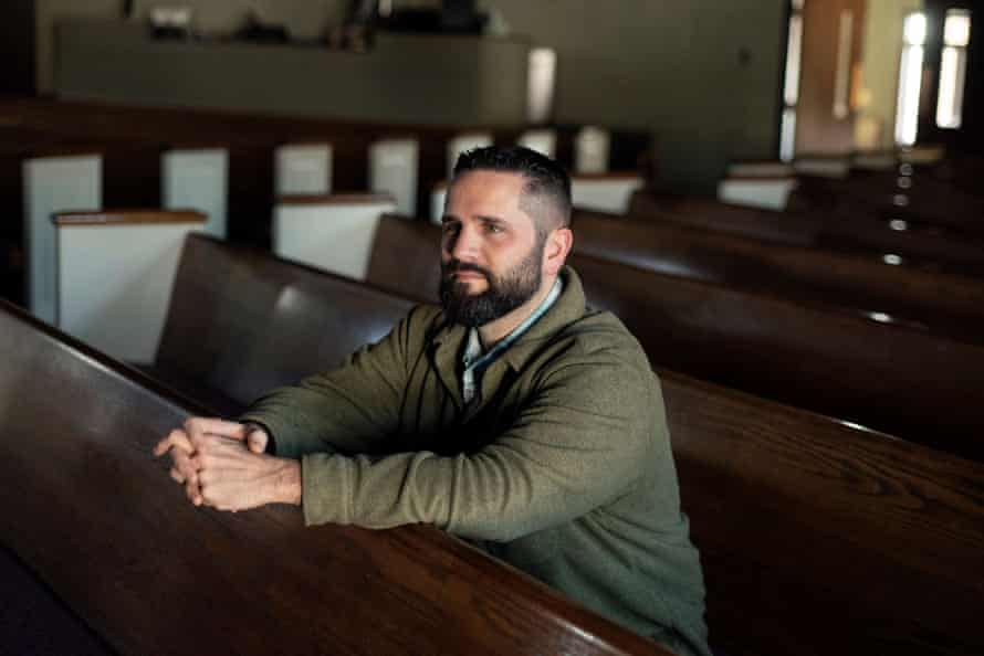Pastor Dan Gunderson sits for a portrait inside Walnut Hill Bible Church in Baraboo, Wis. Jan. 3, 2019. Gunderson has supported high school boys who became the focus of international attention after a photo of them making what appears to be a Nazi salute went viral. The community has held town meetings to address the image.