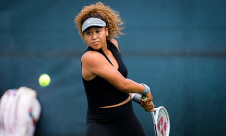 Naomi Osaka during practice on Sunday ahead of the Western and Southern Open. 