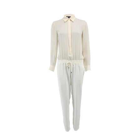 Button Up Collared Jumpsuit with Drawstring Waist