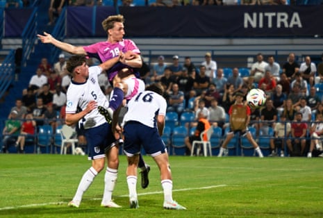 Nelson Weiper nods in Germany’s second goal.