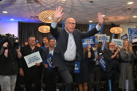 Peter Dutton at a campaign rally at the Melton Entertainment Track on Sunday.