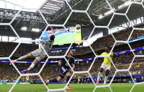 Vinicius Junior #7 of Brazil scores his team's second goal