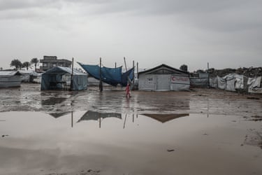 Heavy rains flood thousands of tents sheltering displaced civilians in Gaza