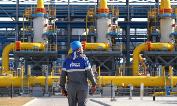 A gas treatment unit at the Slavyanskaya compressor station operated by Gazprom, in the Leningrad region of Russia.