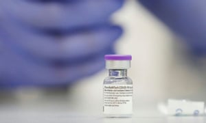 A vial of the Pfizer and BioNTech vaccine.