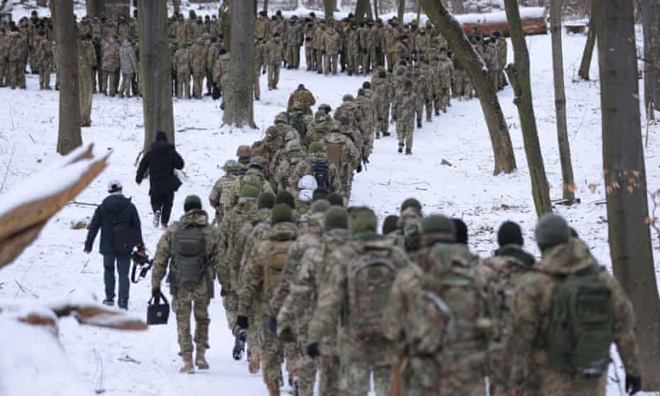 Volunteer defence units training in Kyiv, Ukraine, on 22 January.
