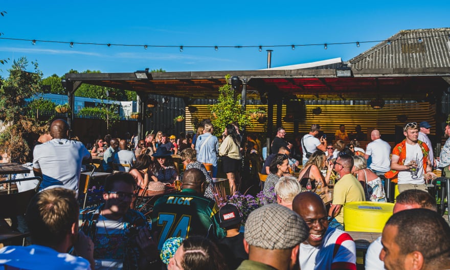 Hockley Social Club exterior with crowd