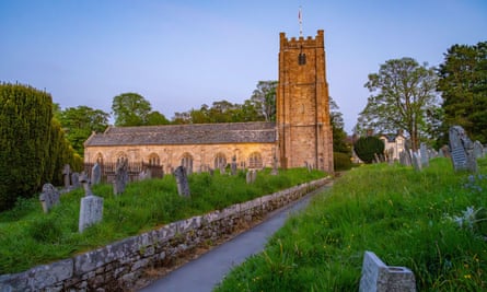 St Michael, the Archangel Church, Chagford, Devon, at dusk.