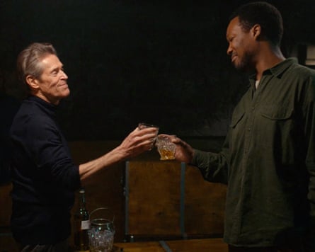 Willem Dafoe and Corey Hawkins in The Man in My Basement.