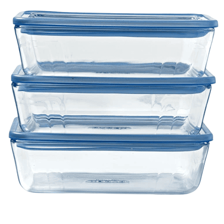 Pyrex zero plastic storage containers