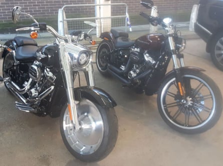 Two new Harley Davidson bikes that were found by police.