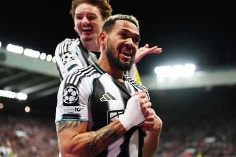 Newcastle United's Joelinton celebrates scoring his side's second goal against Qarabag.