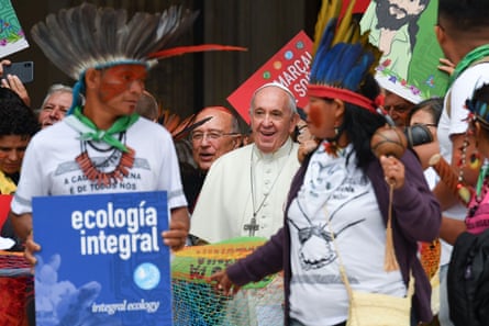 Francis leading a procession at the opening of the special assembly of the synod of bishops for the pan-Amazon region in October 2019