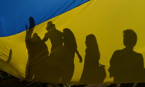 An Ukraine independence day demo near Downing Street in London, 24 August – six months after the Russian invasion. 