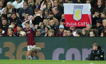 A flag likening Matty Cash to the former Brazil right-back Cafu during Aston Villa’s game at home to West Ham last month.