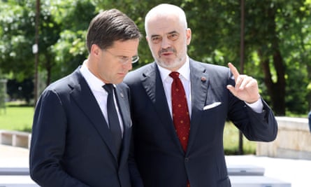 The Albanian PM, Edi Rama, and his Dutch counterpart, Mark Rutte