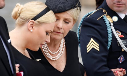 Meghan McCain and Cindy McCain at the National Cathedral in Washington DC Saturday.