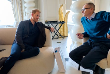 Prince Harry speaking with Nick Hopkins during a break after attending a SuperHumans veterans event.