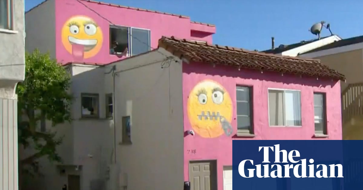 The house painted with spiteful smileys, and other emoji rows