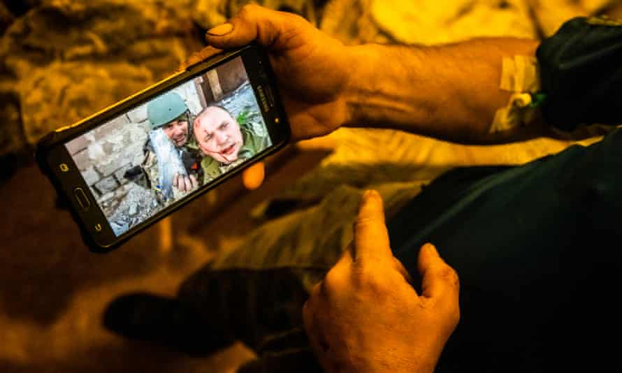 Gennadiy and Serhiy’s selfie after coming under attack.