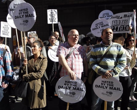 A ‘Daily Mail hates Britain’ protest organised by the People’s Assembly, outside the newspaper’s offices, London, 6 October 2013.