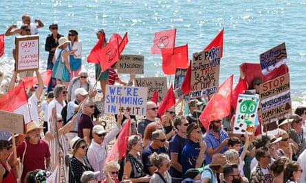 People protesting sewage