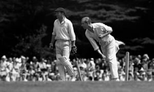 Prince Philip bowling during the 12 a side cricket match between the Duke of Edinburgh and the Duke of Norfolk in August 1953. Philip was an accomplished all-round sportsman with a particular passion for polo and carriage driving.