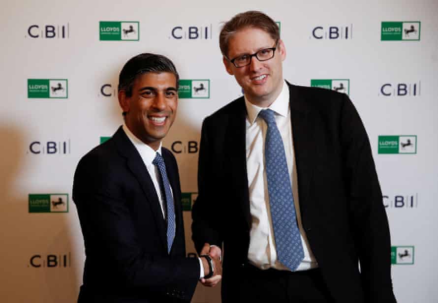 Tony Danker (right) and Rishi Sunak at the CBI dinner last night.