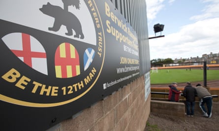 The view from Berwick Rangers’ ground Shielfield Park, which lies a few miles inside England.