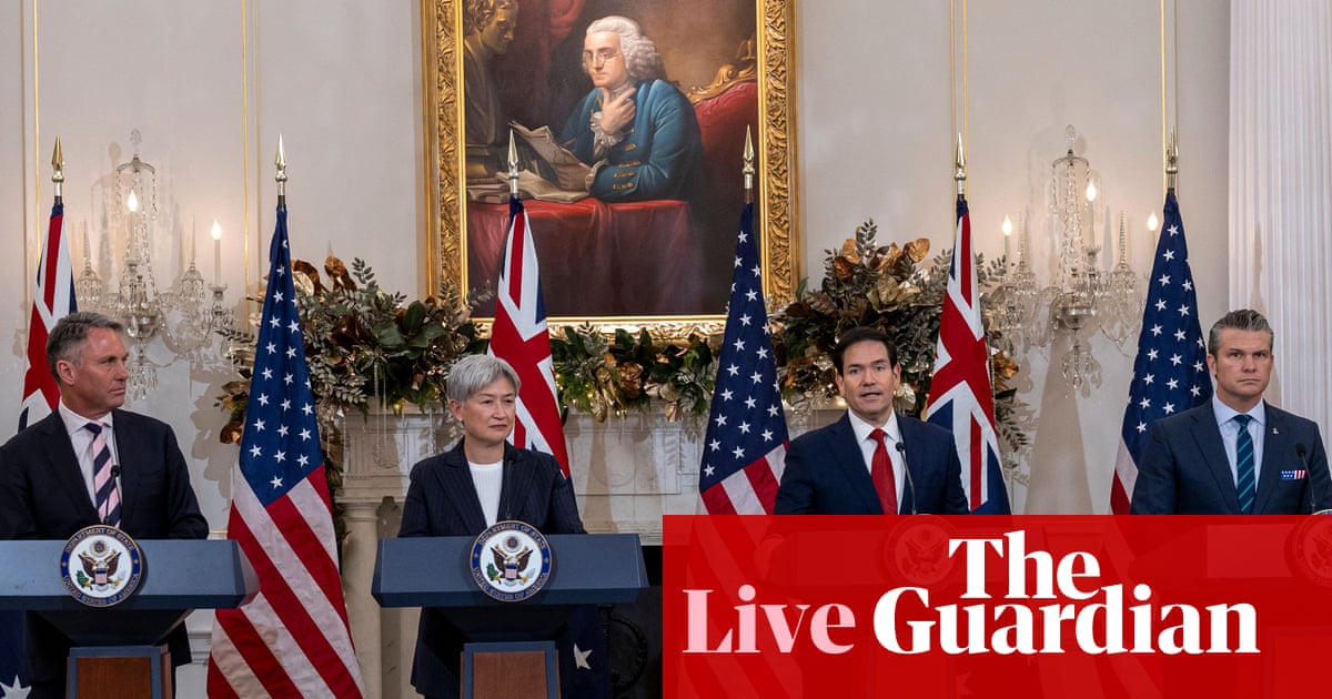 Australia news live: ‘full steam ahead’ for Aukus deal as Wong and Marles meet Rubio and Hegseth in Washington