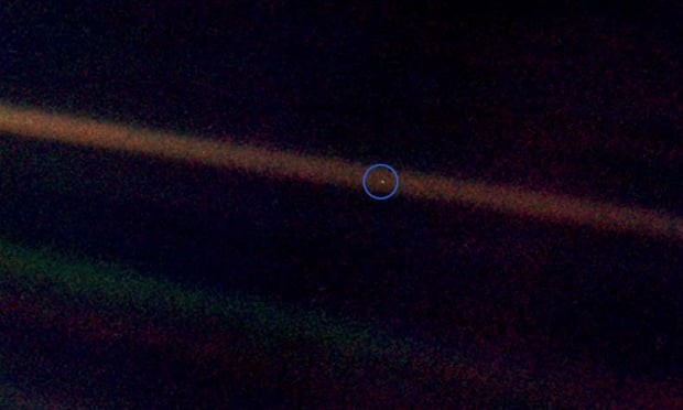 Pale Blue Dot … Earth seen from four billion miles by Voyager 1.