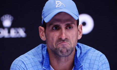 Novak Djokovic at a press conference after winning his semi-final match against Tommy Paul.