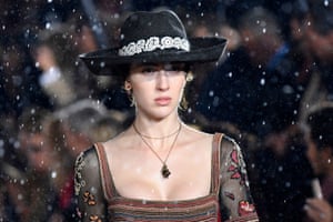Rain fell during the Dior Croisiere fashion show.