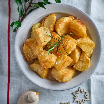Roast potatoes Photography: Jean Cazals Food Styling: Marie-Ange Lapierre Props Styling: Pene Parker Margot Henderson Christmas recipes Observer Food Monthly OFM November 2023