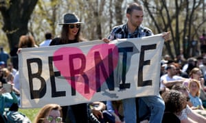 Supporters arrive to hear Democratic presidential candidate Bernie Sanders speak at a ‘Future To Believe In’ rally.