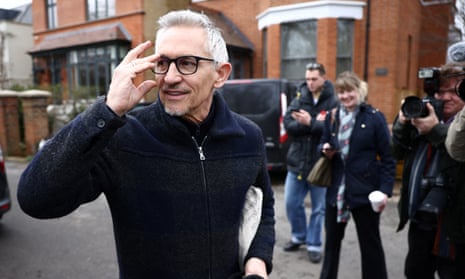 Gary Lineker said he couldn’t comment as he took his dog for a walk on Sunday.
