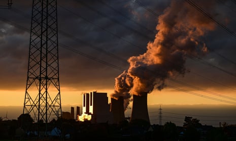 The lignite-fired power station operated by German energy giant RWE in Neurath, western Germany.