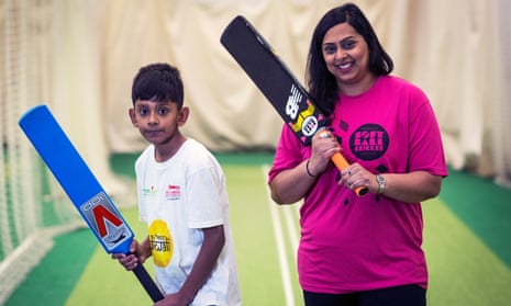 Shilly Pancholi and her son Shay at the Leicestershire country cricket club ground.