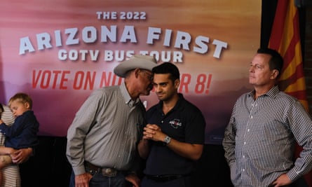 Arizona Republican candidates Mark Finchem and Abe Hamadeh hold election rally in Tucson two days before the 2022 midterm elections.