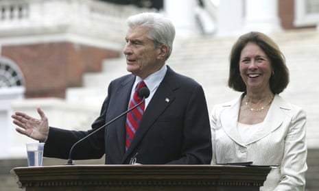 Senator John Warner stands with his wife Jeanne Vander Myde in 2007.