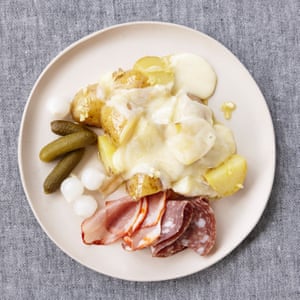 Rosie Reynolds’ new potatoes with raclette and pickles.